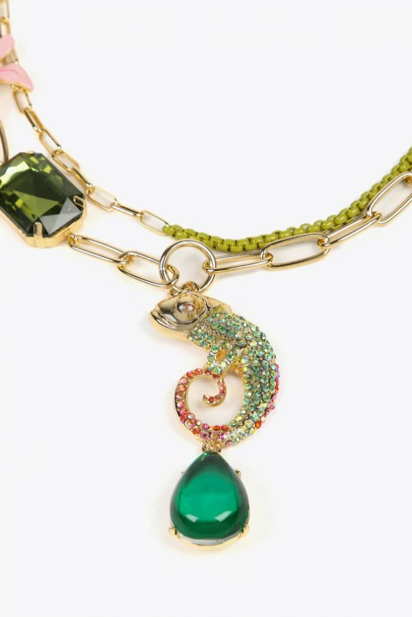 Collar Metálico con Camaleón y Abalorios Lola Casademunt