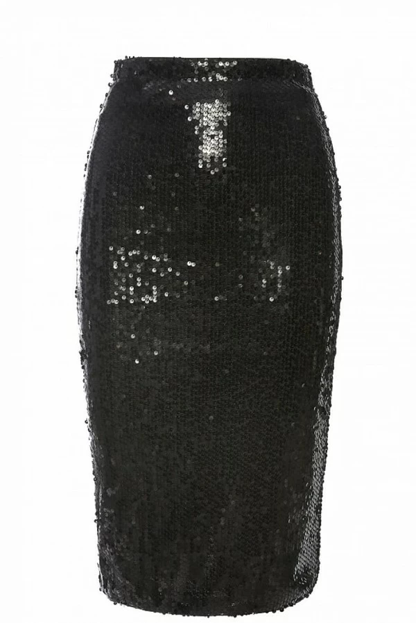 Falda lápiz bsb  sequin skirt black