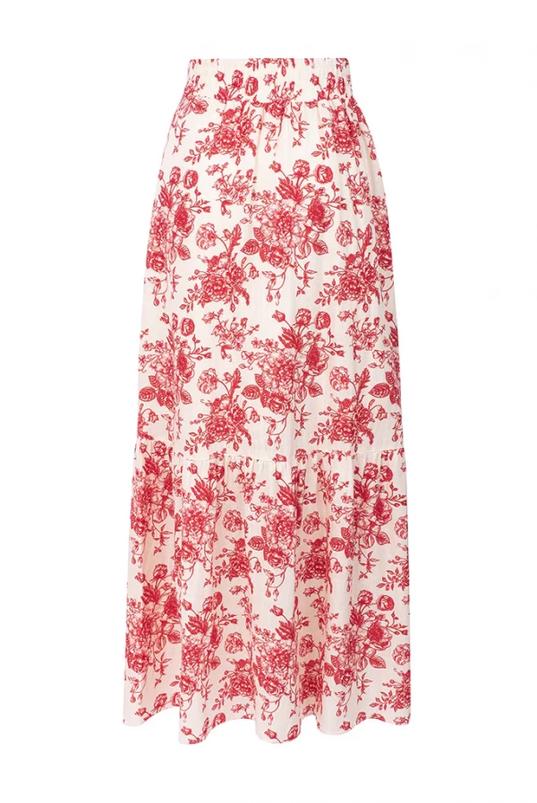 Falda Larga Emma Flower Red