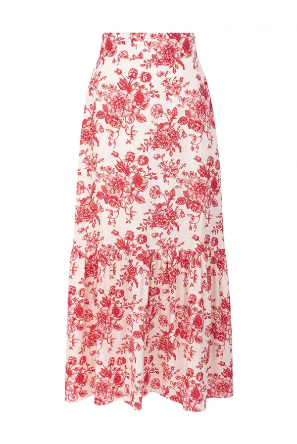 Falda Larga Emma Flower Red