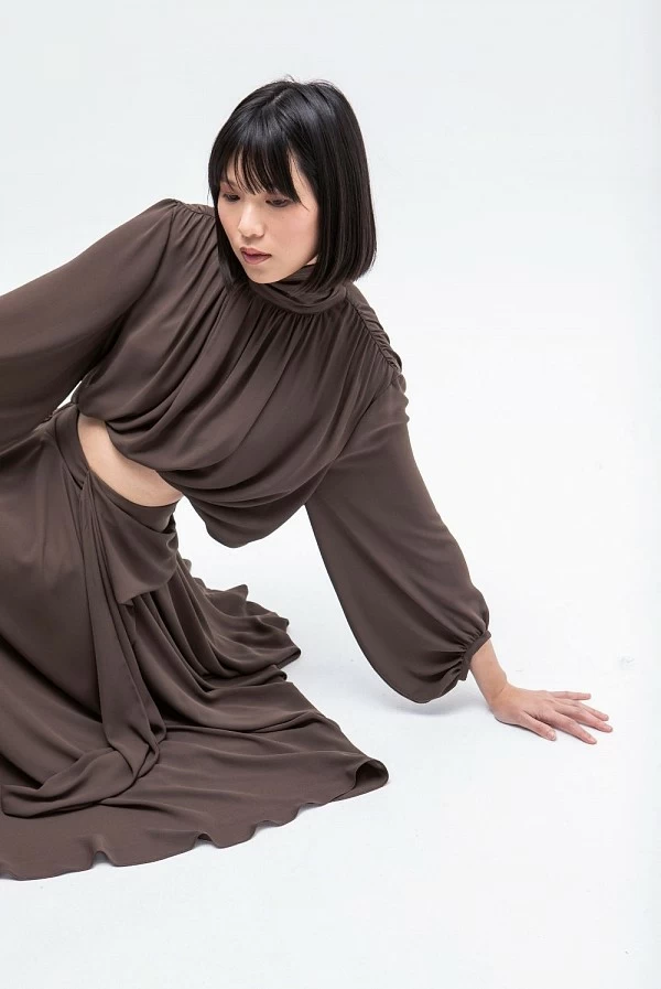 Falda midi marrón con lazo y bajo asimétrico MASAVI Falda midi marrón con lazo y bajo asimétrico MASAVI