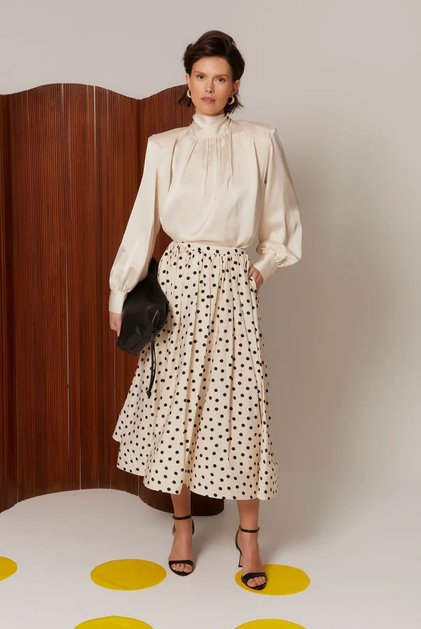 Falda RENZO Crudo Midi de Lunares – Coosy