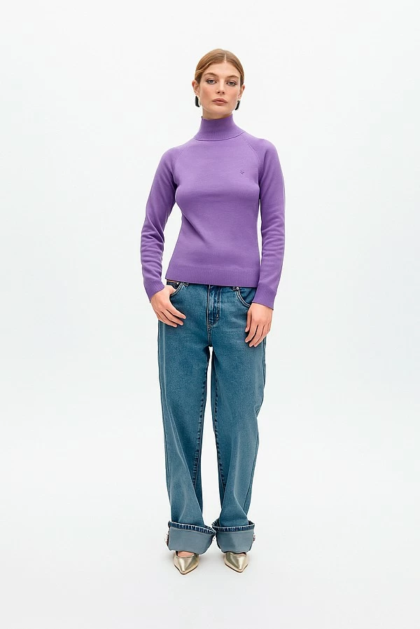 Jersey cuello perkins lila – Lola Casademunt mujer