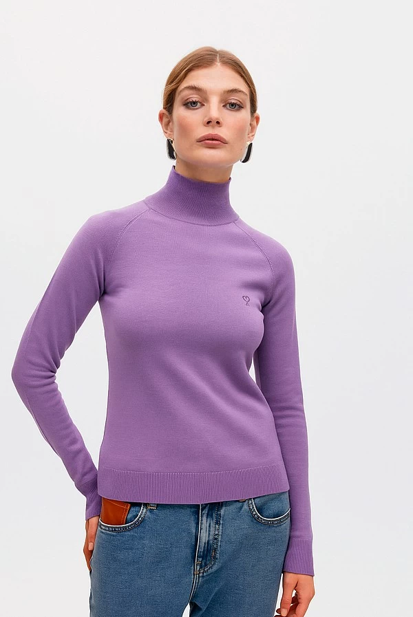 Jersey cuello perkins lila – Lola Casademunt mujer