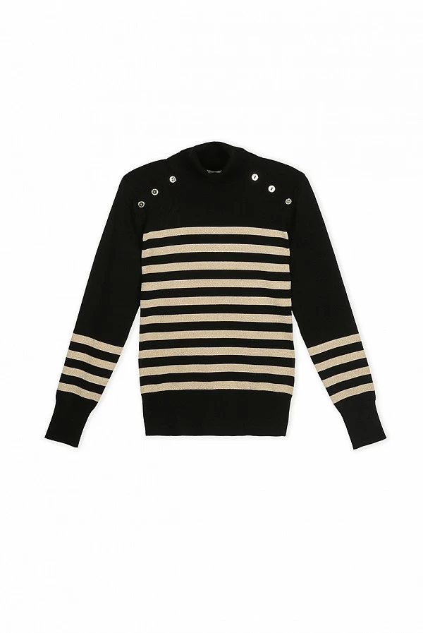 Jersey de Cuello Alto con Rayas Doradas lola casademunt