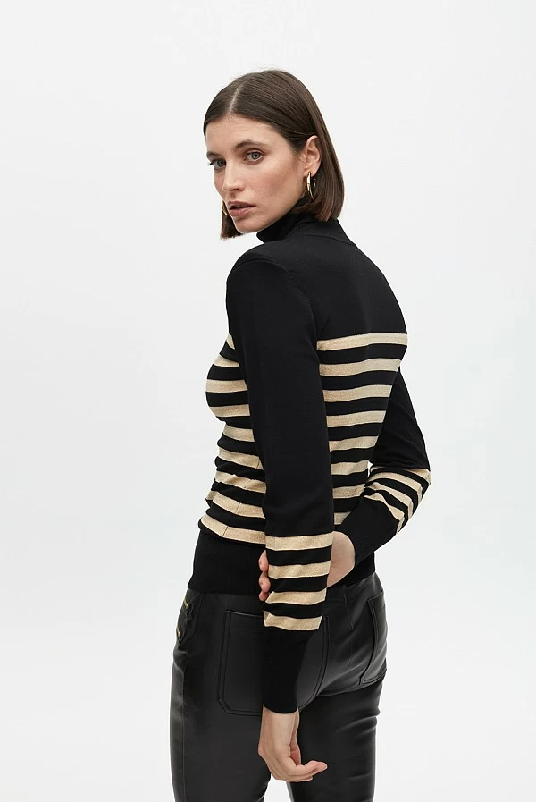 Jersey de Cuello Alto con Rayas Doradas lola casademunt