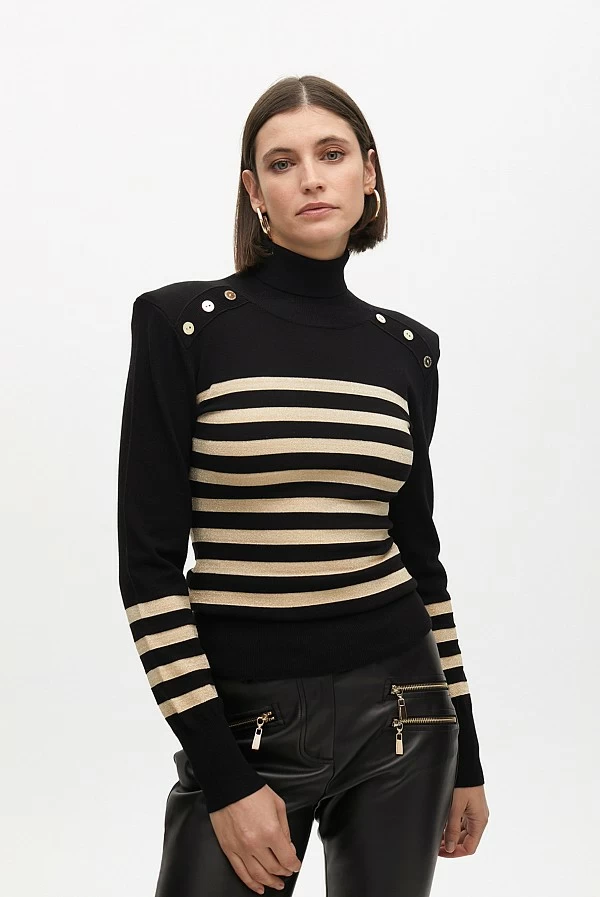 Jersey de Cuello Alto con Rayas Doradas lola casademunt