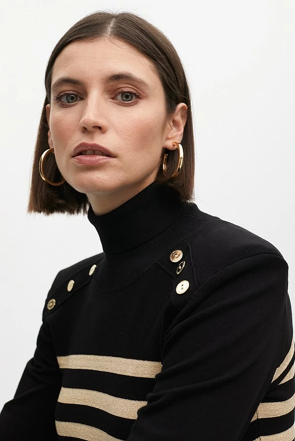 Jersey de Cuello Alto con Rayas Doradas lola casademunt