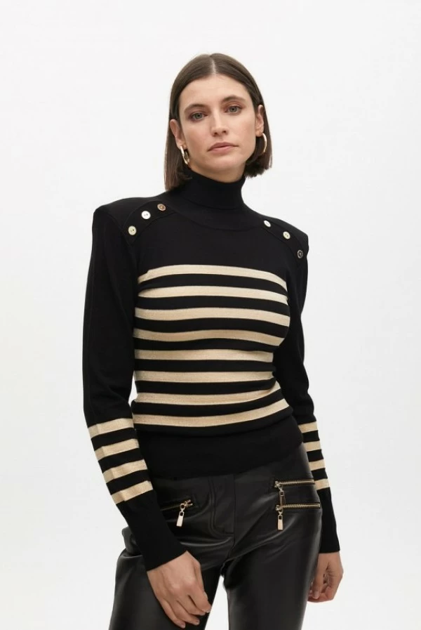 Jersey de Cuello Alto con Rayas Doradas lola casademunt