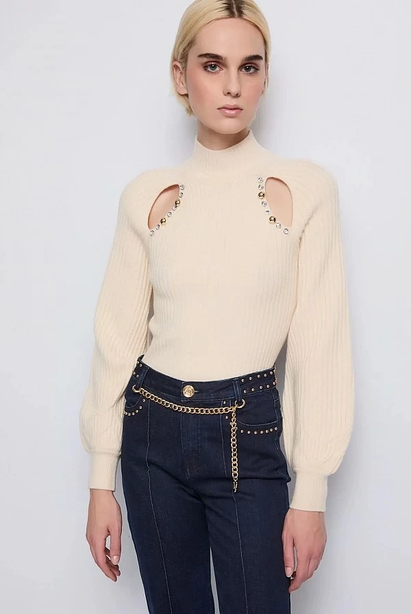 jersey lana acanalado beige denny rose