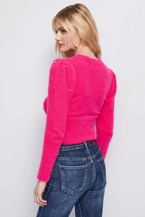jersey rosa con tachuelas y pedreria denny rose