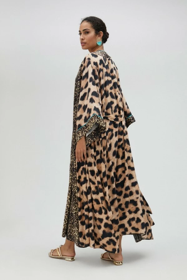 Kimono Largo Estampado de Leopardo