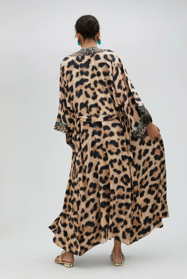 Kimono Largo Estampado de Leopardo