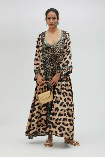 Kimono Largo Estampado de Leopardo