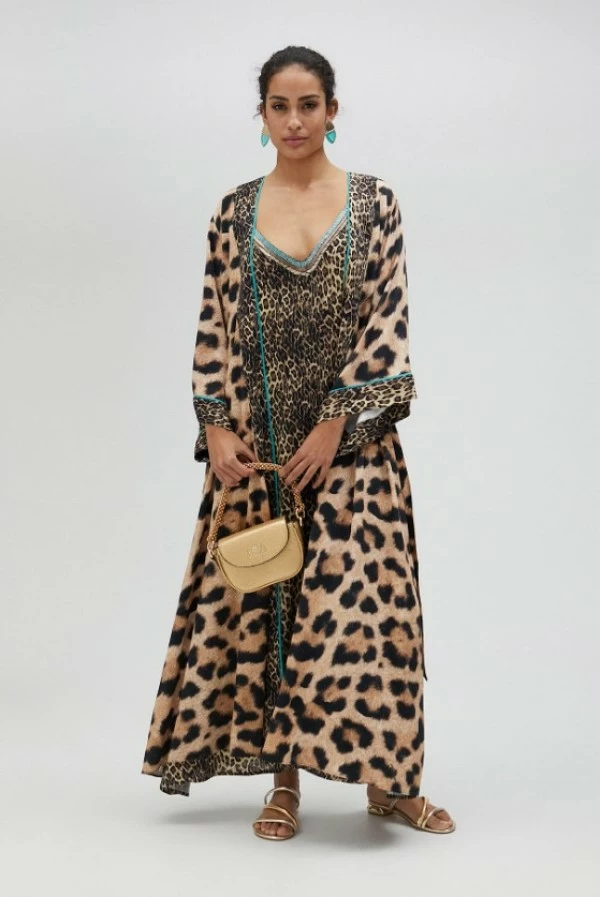 Kimono Largo Estampado de Leopardo