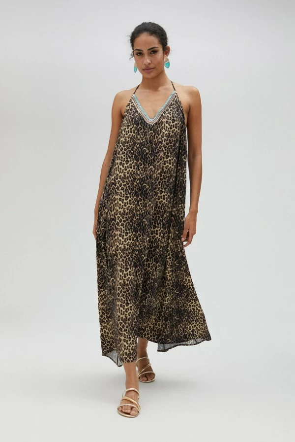 Kurta larga con estampado animal y pedrería lola casademunt