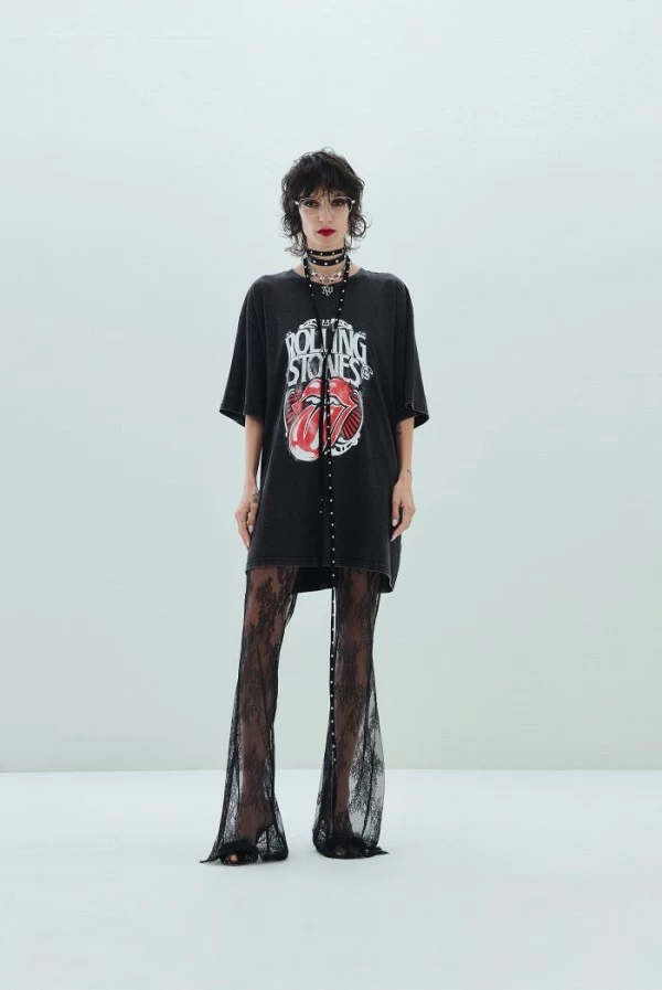 Maxi Camiseta Negra Rolling Stones Aniye By