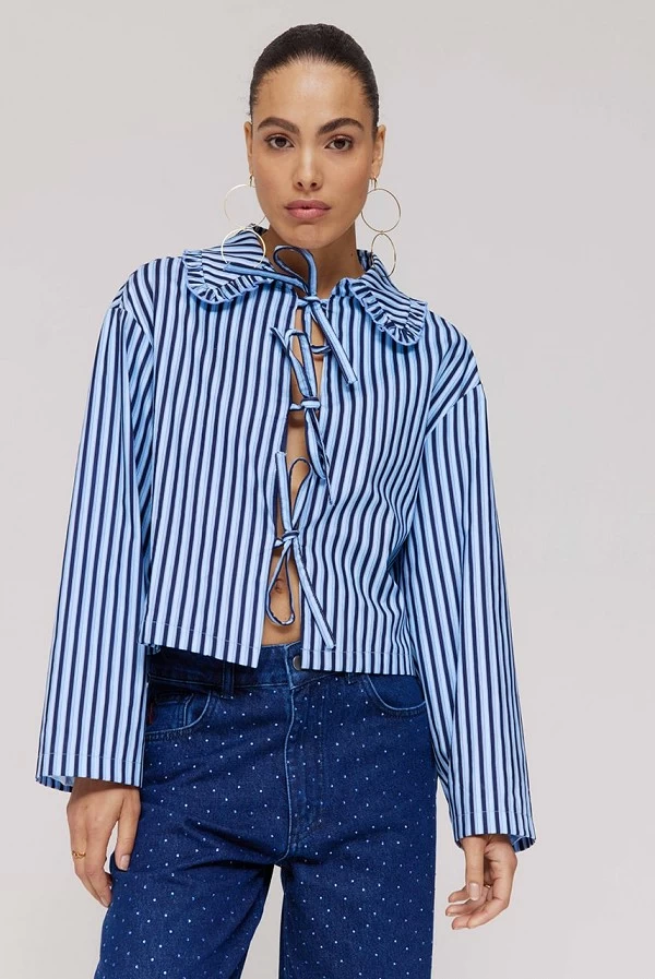 Mayra Jeans Harper & Yve – Tejano recto azul oscuro con strass