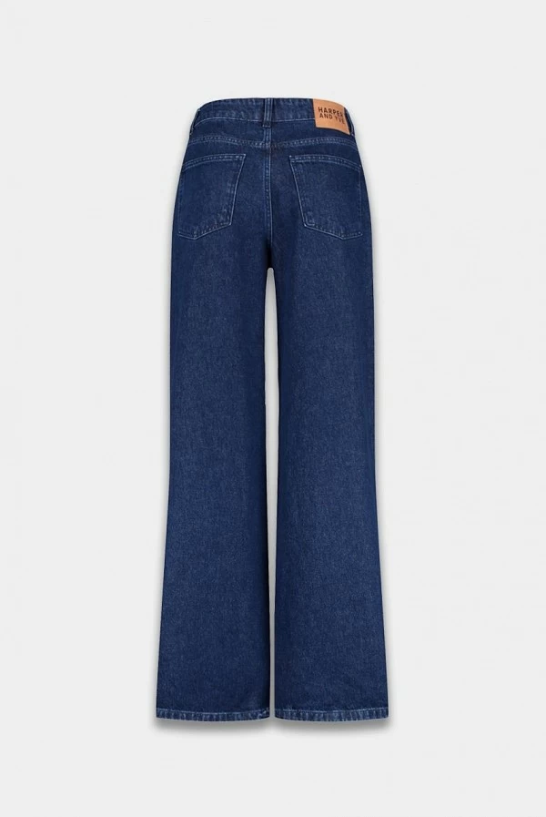 Mayra Jeans Harper & Yve – Tejano recto azul oscuro con strass