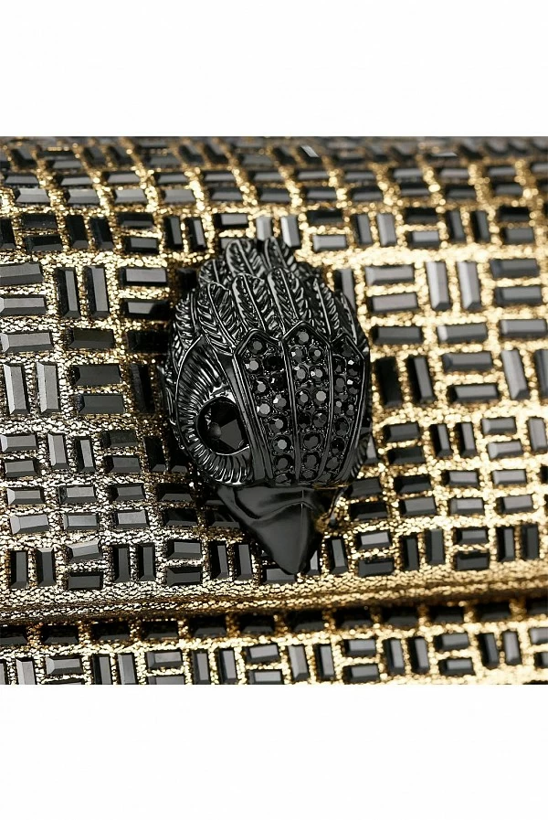 Mini bolso Kensington negro y dorado con cadena joya - Kurt Geiger London