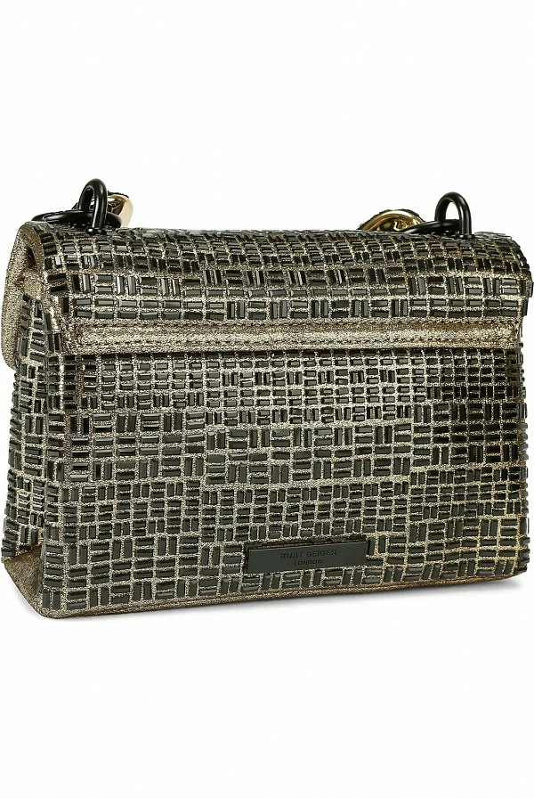 Mini bolso Kensington negro y dorado con cadena joya - Kurt Geiger London