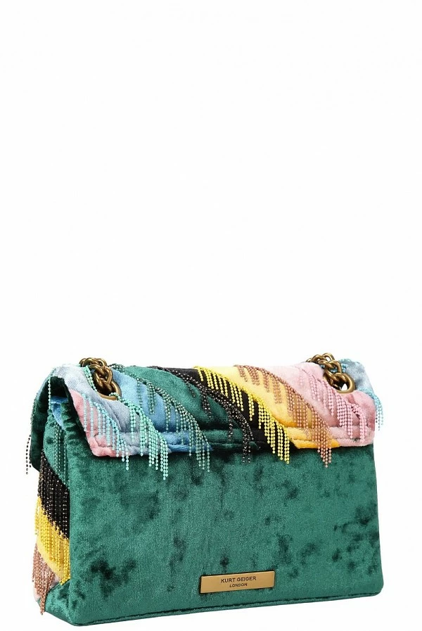 Mini Bolso Kurt Geiger Kensington Fringes Multicolor en Terciopelo