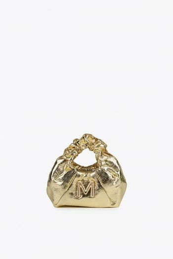 Mini bolso metalizado con asa fruncida y bandolera lola casademunt