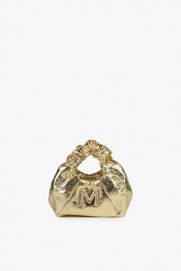 Mini bolso metalizado con asa fruncida y bandolera lola casademunt