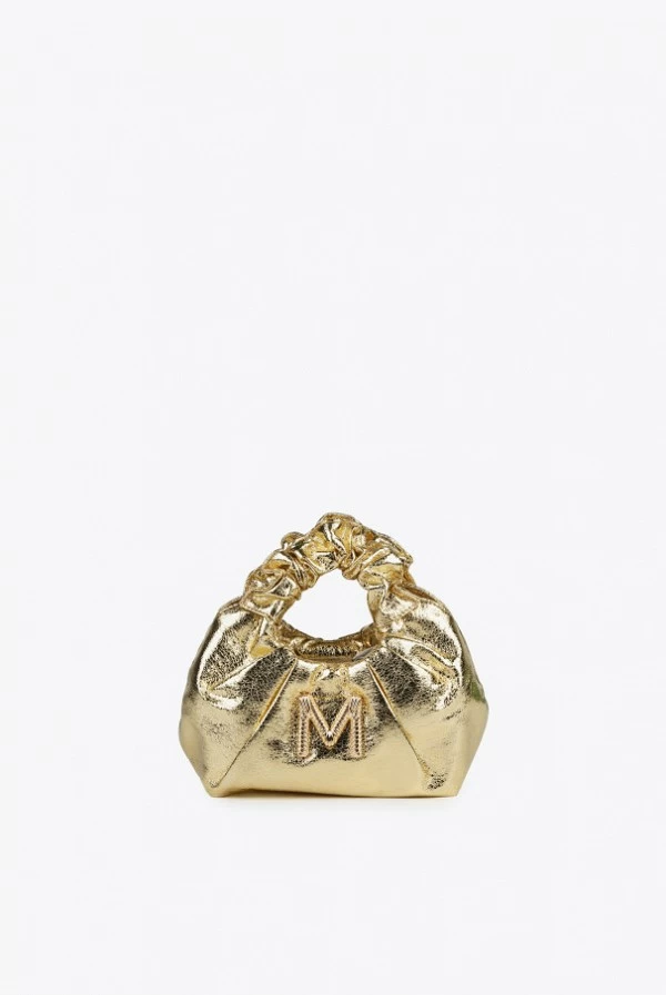 Mini bolso metalizado con asa fruncida y bandolera lola casademunt