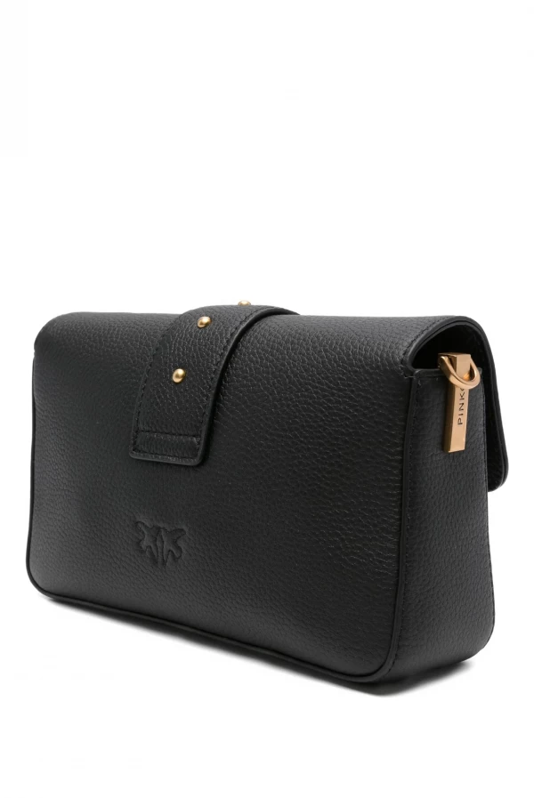 Mini bolso negro Love One Slouchy de PINKO con hebilla dorada