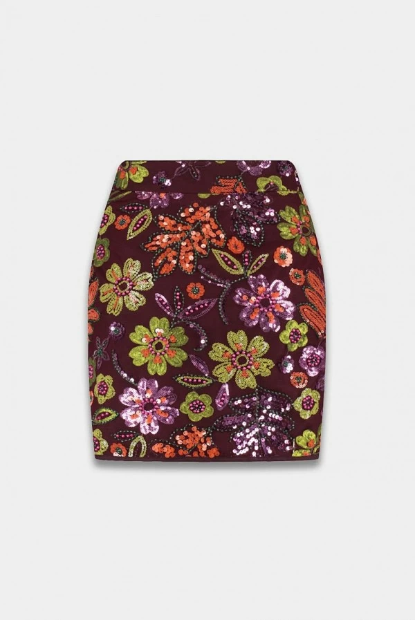 Mini Falda Harper & Yve con Lentejuelas y Flores Bordadas