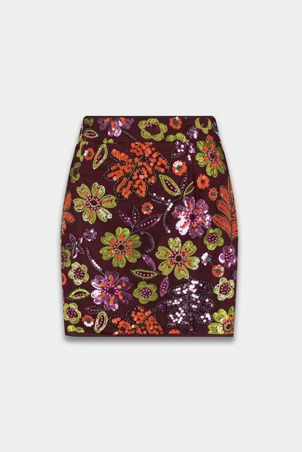 Mini Falda Harper & Yve con Lentejuelas y Flores Bordadas