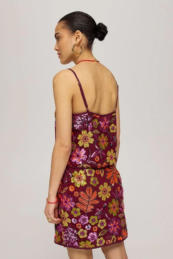 Mini Falda Harper & Yve con Lentejuelas y Flores Bordadas