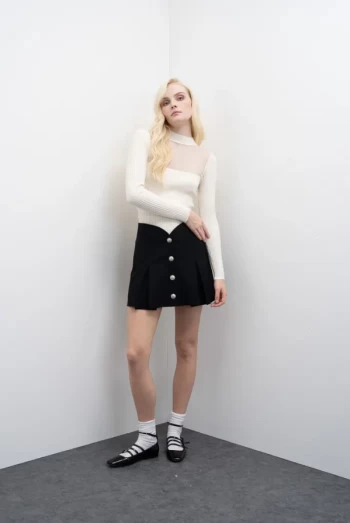 mini falda negra tablas botones plata mini falda negra tablas botones plata