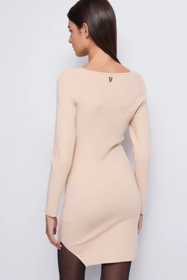 mini vestido punto escote corazon tachas denny rose