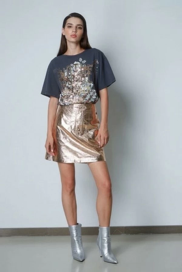 Minifalda metalizada Bsb fashion
