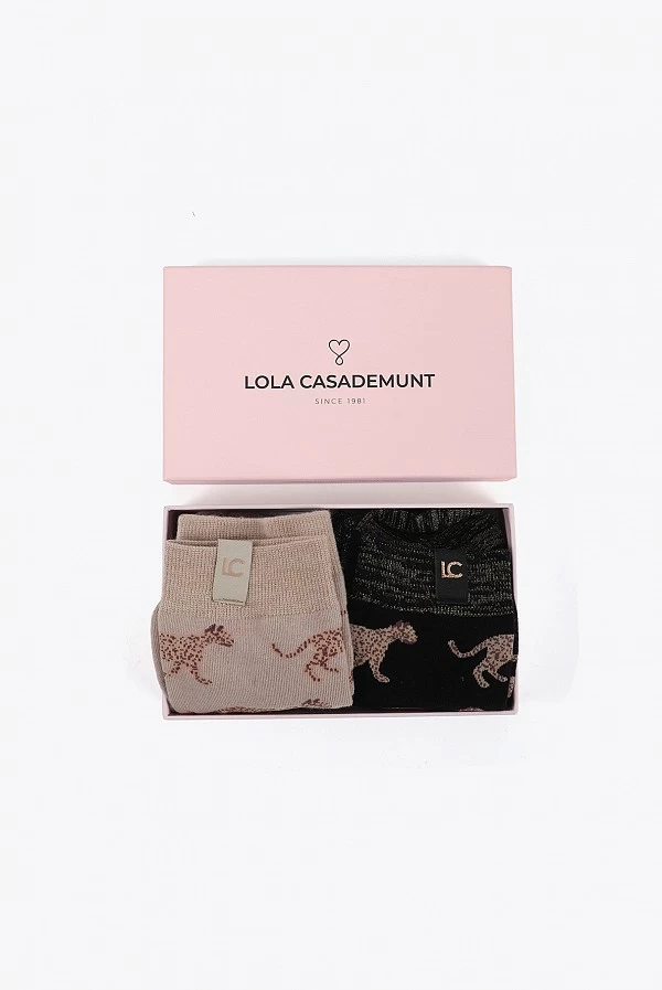 Pack de Calcetines Leopardo – 2 Pares en Negro y Beige lola casademunt