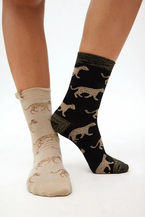 Pack de Calcetines Leopardo – 2 Pares en Negro y Beige lola casademunt