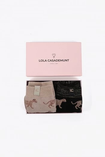 Pack de Calcetines Leopardo – 2 Pares en Negro y Beige lola casademunt