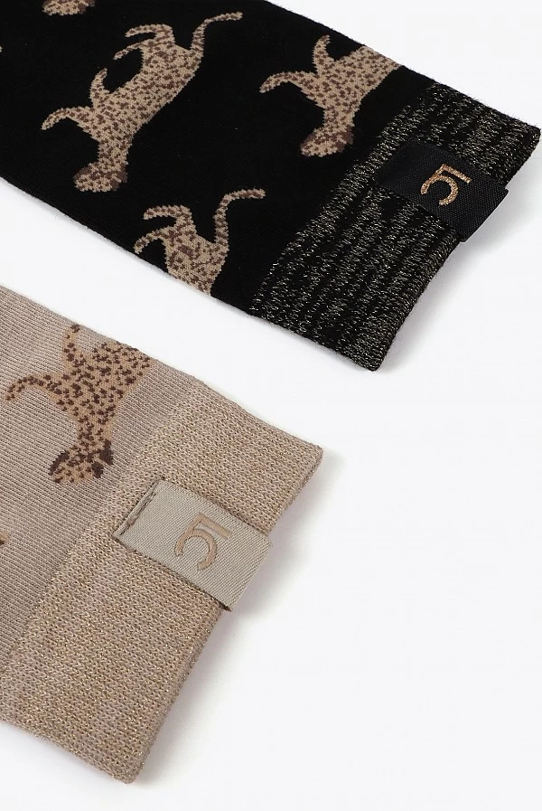 Pack de Calcetines Leopardo – 2 Pares en Negro y Beige lola casademunt