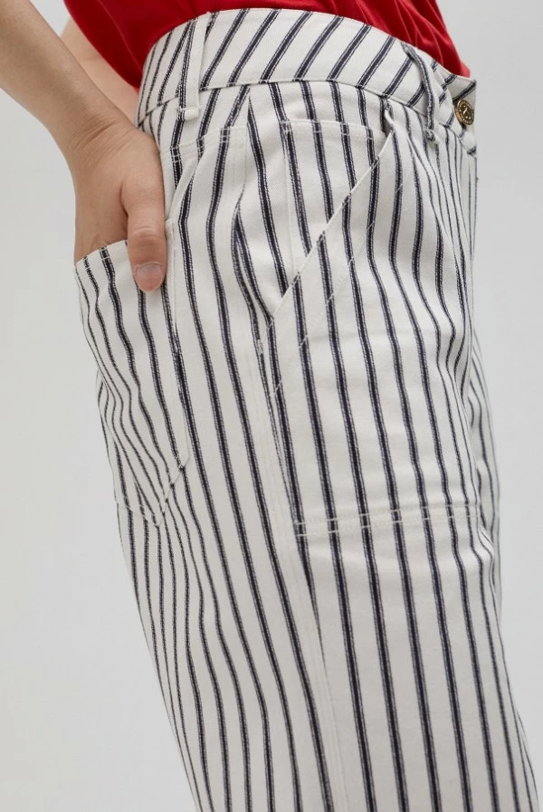Pantalón Ancho de Rayas Azul Marino Lola Casademunt