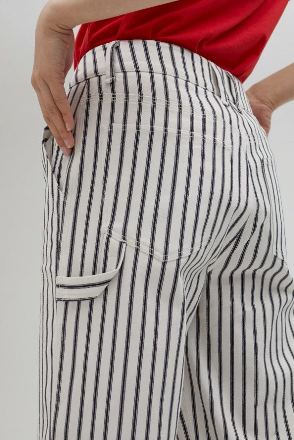 Pantalón Ancho de Rayas Azul Marino Lola Casademunt