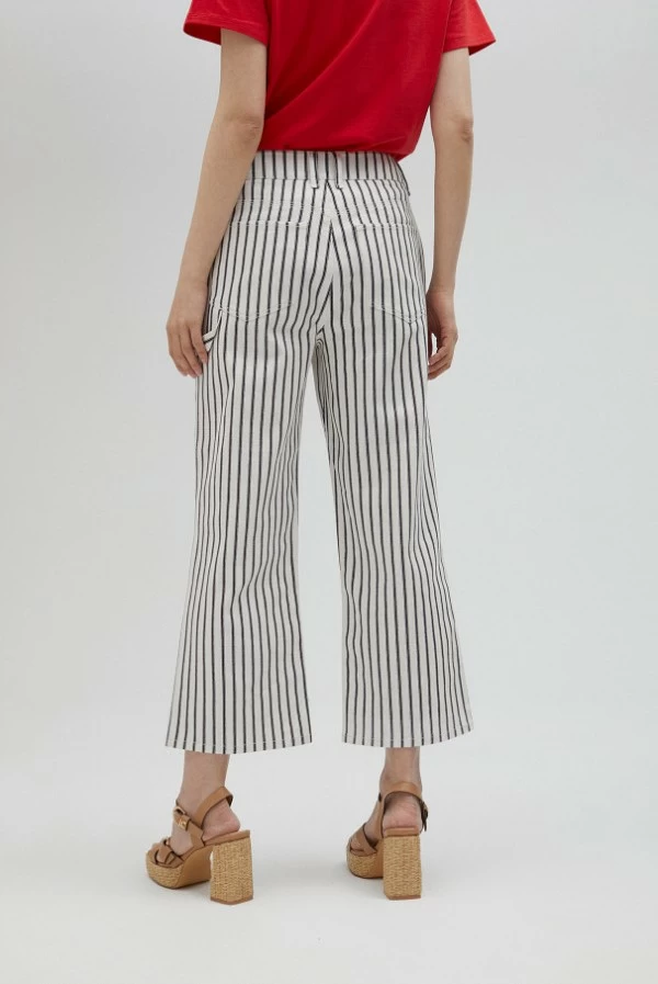 Pantalón Ancho de Rayas Azul Marino Lola Casademunt
