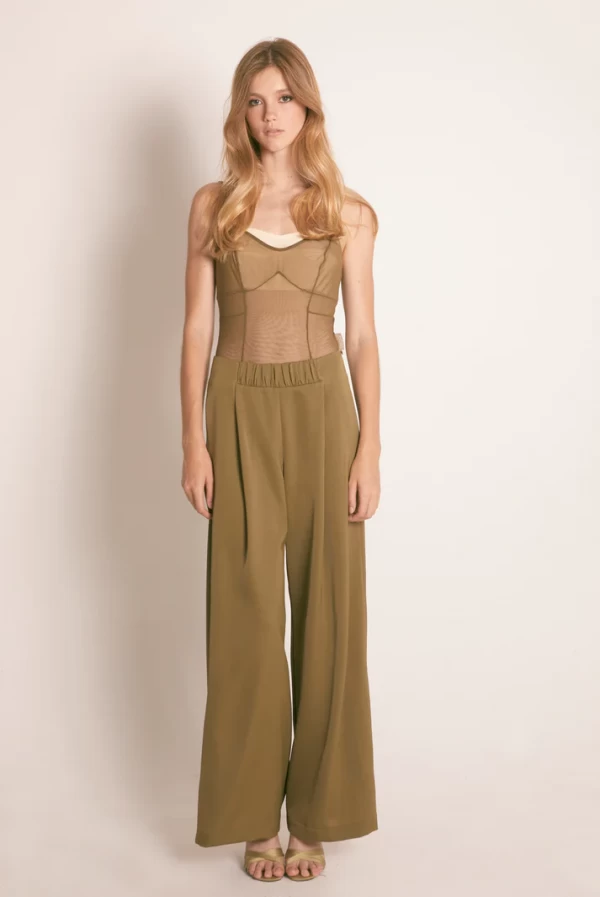 Pantalon ancho verde kaki masavi