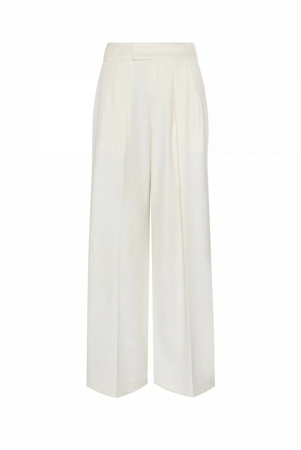 Pantalón beige claro de tiro alto y corte ancho masavi
