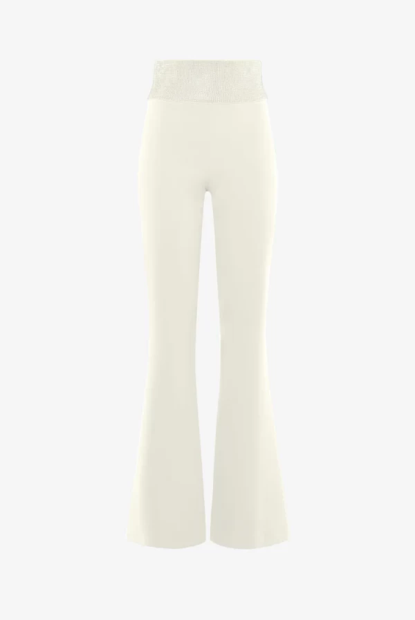 pantalon blanco cintura strass alma sanchez