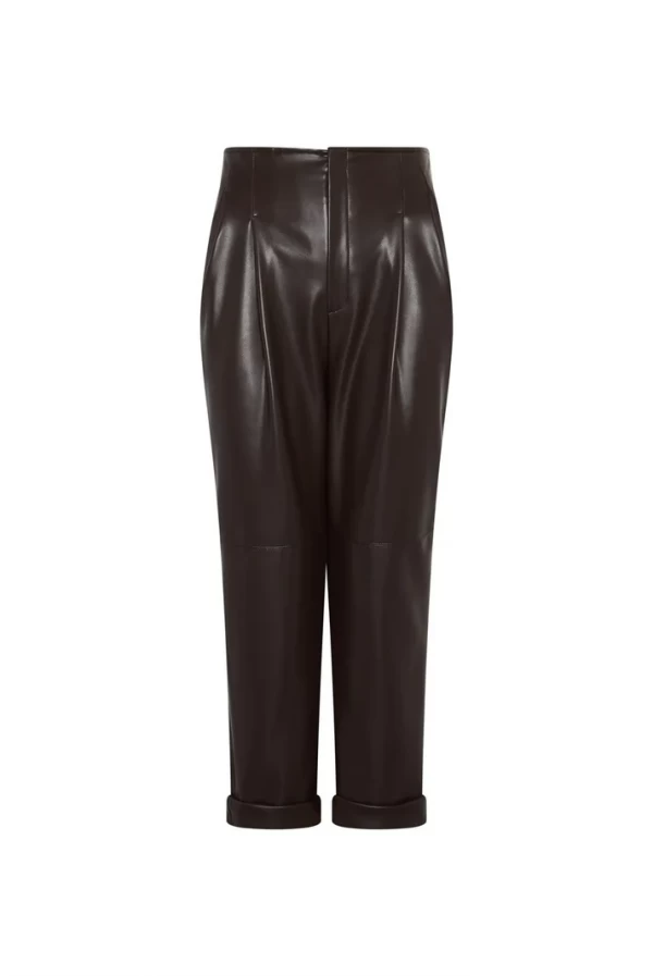 Pantalón boyfriend de ecopiel marrón con cintura alta – Masavi Pantalón boyfriend de ecopiel marrón con cintura alta – Masavi