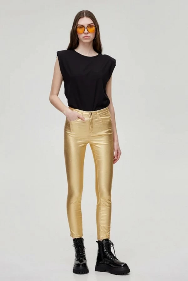 Pantalón BSB dorado Selena Jeans skinny tiro medio