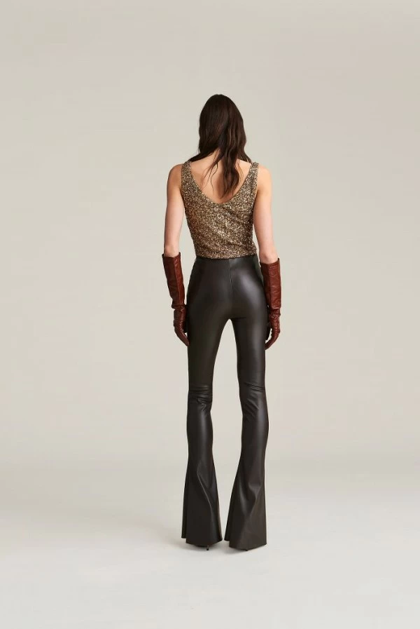 pantalon campana ecopiel marron aniye by carly