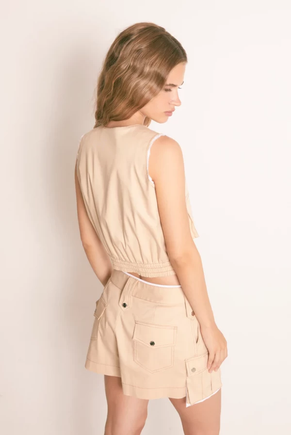 Pantalón Corto de Sarga Camel de Masavi